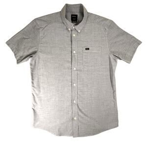 RCVA Button Down Stretch Short Sleeve Shirts, Slims Fit Blue Size M